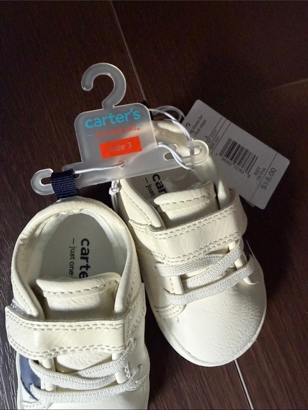Carter's Cream Toddler Sneakers with Navy Detail